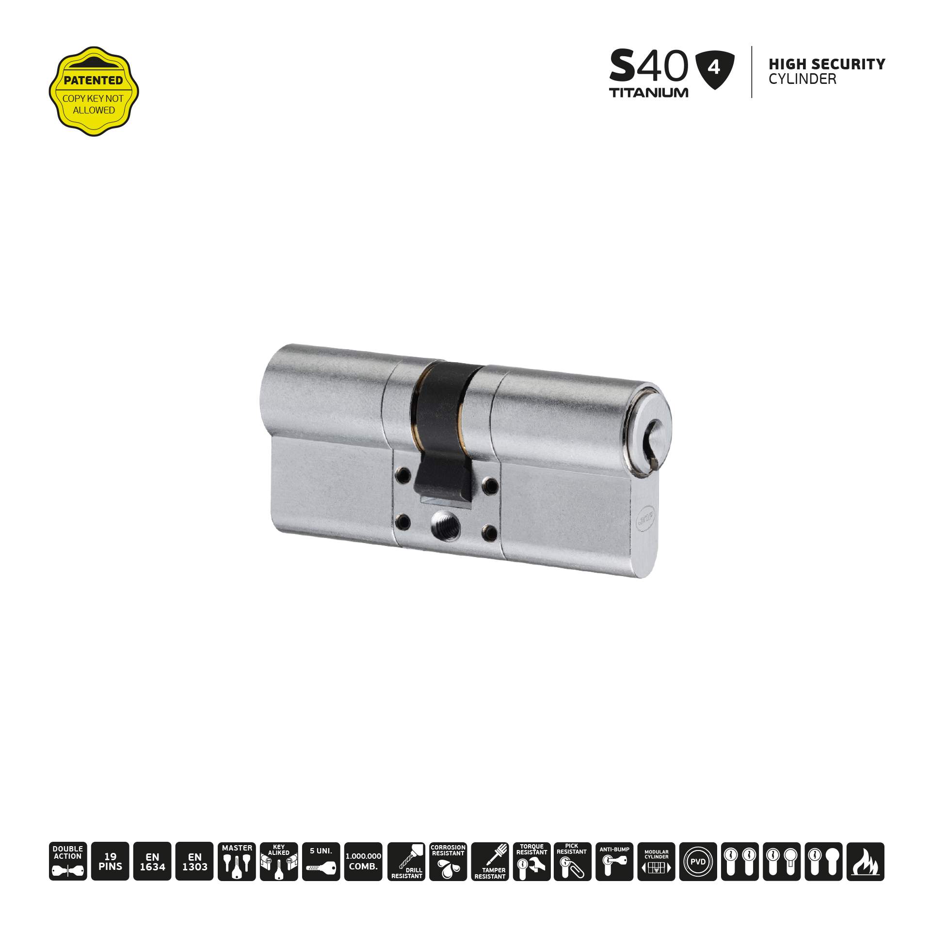 JNF S40 cilinder 45x85mm – RVS