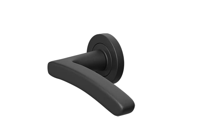 Zwarte deurklink Santiago op rond rozet