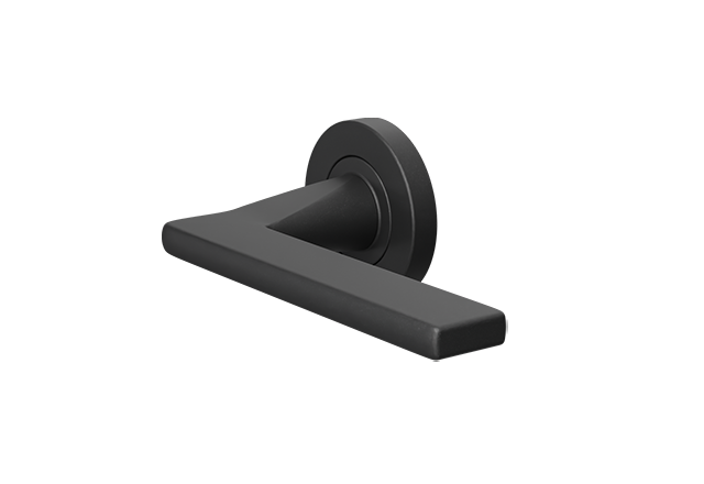 Zwarte deurklink Leon op rond rozet