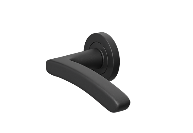 Zwarte deurklink Santiago op rond rozet