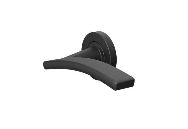 Zwarte deurklink Toledo op rond rozet