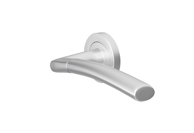 Geborsteld chroom deurklink Andorra op rond rozet