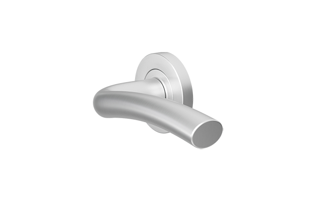 Geborsteld chroom deurklink Sevilla op rond rozet