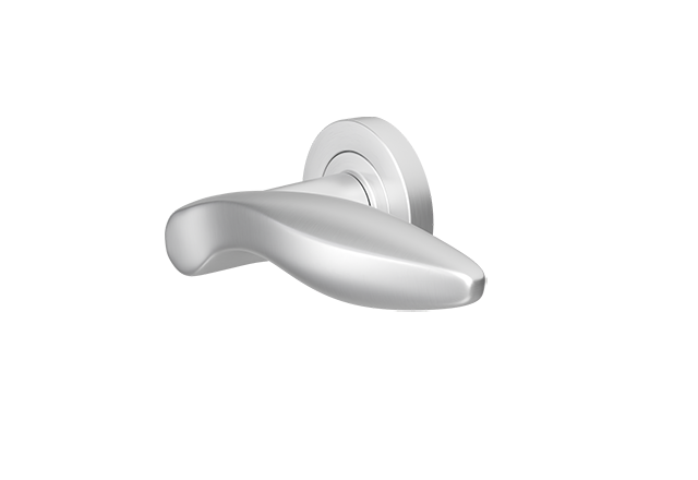 Geborsteld chroom deurklink Cadiz op rond rozet