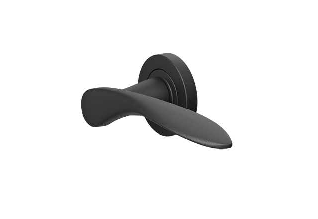 Zwarte deurklink Merida op rond rozet