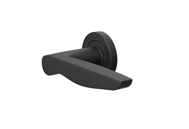 Zwarte deurklink Vigo op rond rozet