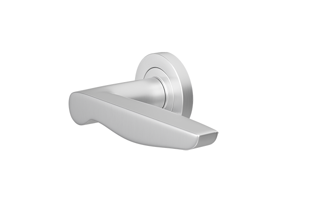 Geborsteld chroom deurklink Vigo op rond rozet