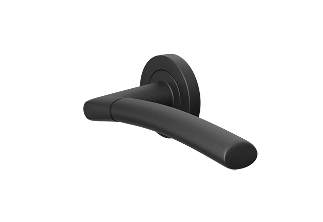 Zwarte deurklink Andorra op rond rozet